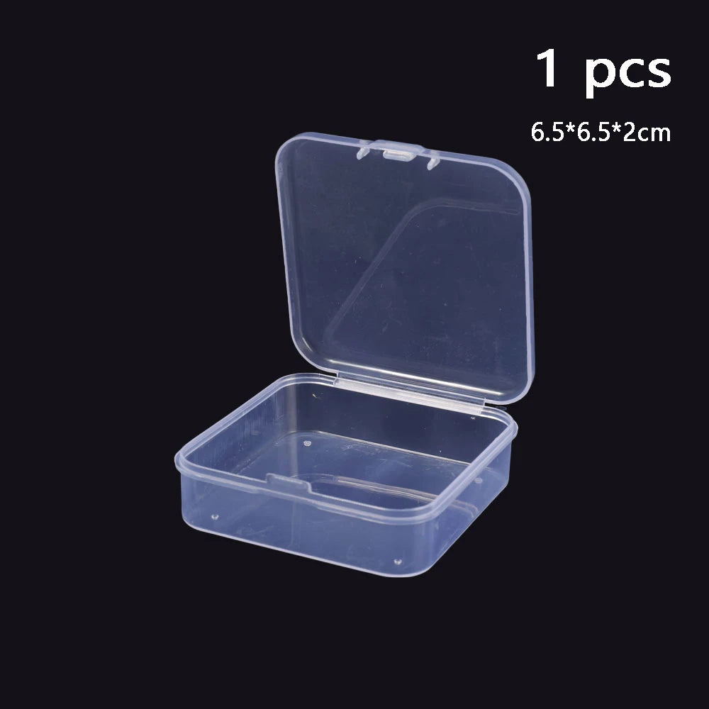 Clear Storage Container Transparent Plastic Storage Boxes with Hinged Lid Square Packaging Display Box Jewelry DIY Crafts