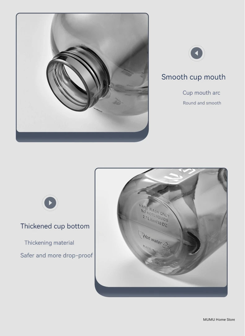 1.7L/2.7L/4L/5L Large Capacity Water Bottle Gym Cycling Cup Sports Water Bottle Portable For Fitness Camping Men Water Kellte