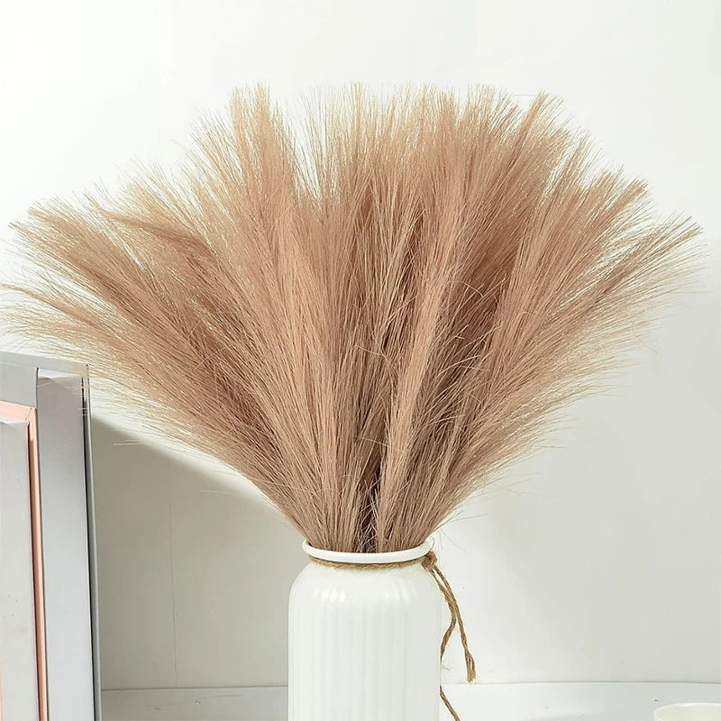 10Pcs Artificial Pampas Grass Bouquet For Home Wedding Decoration Party Room Decor Bedroom DIY Flower Wall Vase Fake Plant Reed