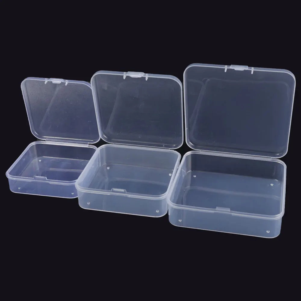 Clear Storage Container Transparent Plastic Storage Boxes with Hinged Lid Square Packaging Display Box Jewelry DIY Crafts