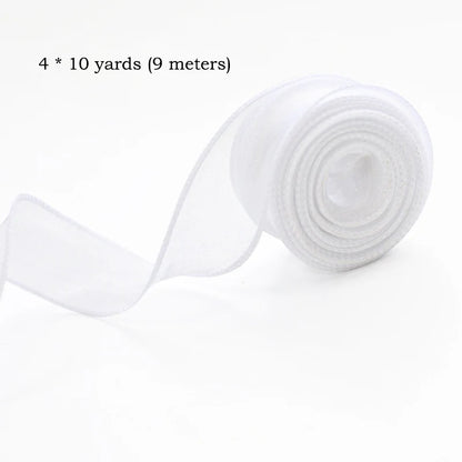 10Yards/Roll Sheer Chiffon Ribbon Organza Satin Ribbons For Gift Wrapping Decoration Wedding Bouquets Wreath Sewing Supplies