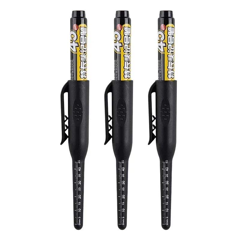 12-1Pcs Multi-Purpose 45mm Deep Drill Hole Long Nibs Waterproof Marker Pens for Bathroom Woodworking Long Head Carpenter Pens