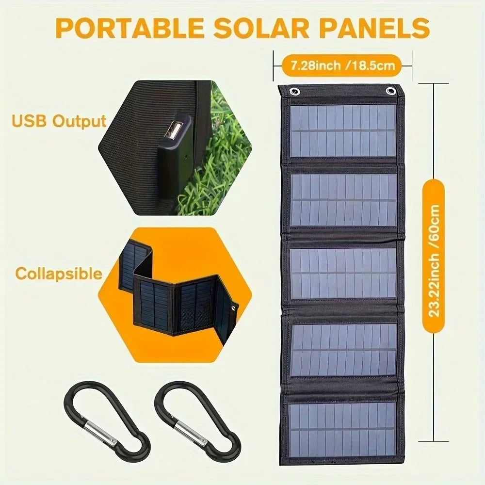 Portable Solar Panel USB 12V Charger Mobile Phone Folding Kit Foldable Outdoor Camping Power Bank For iPhone Charging Battery