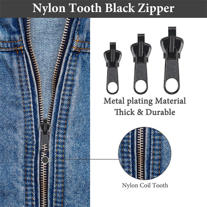 6-60pcs Instant Zipper Universal Instant Fix Repair Kit Replacement Zip Slider Teeth Multifunctional Clothing Replacement Zipper