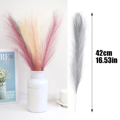 10Pcs Artificial Pampas Grass Bouquet For Home Wedding Decoration Party Room Decor Bedroom DIY Flower Wall Vase Fake Plant Reed