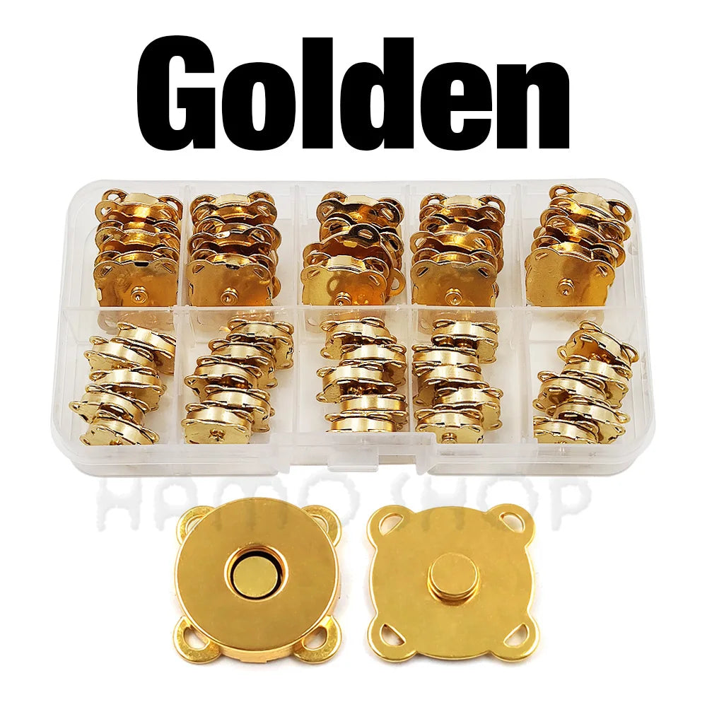 20sets 10mm-18mm Sew-on Metal Magnet Buckle Snap Fasteners Buttons Kits DIY Sewing Garment Accessories Materials Wallet Buckle