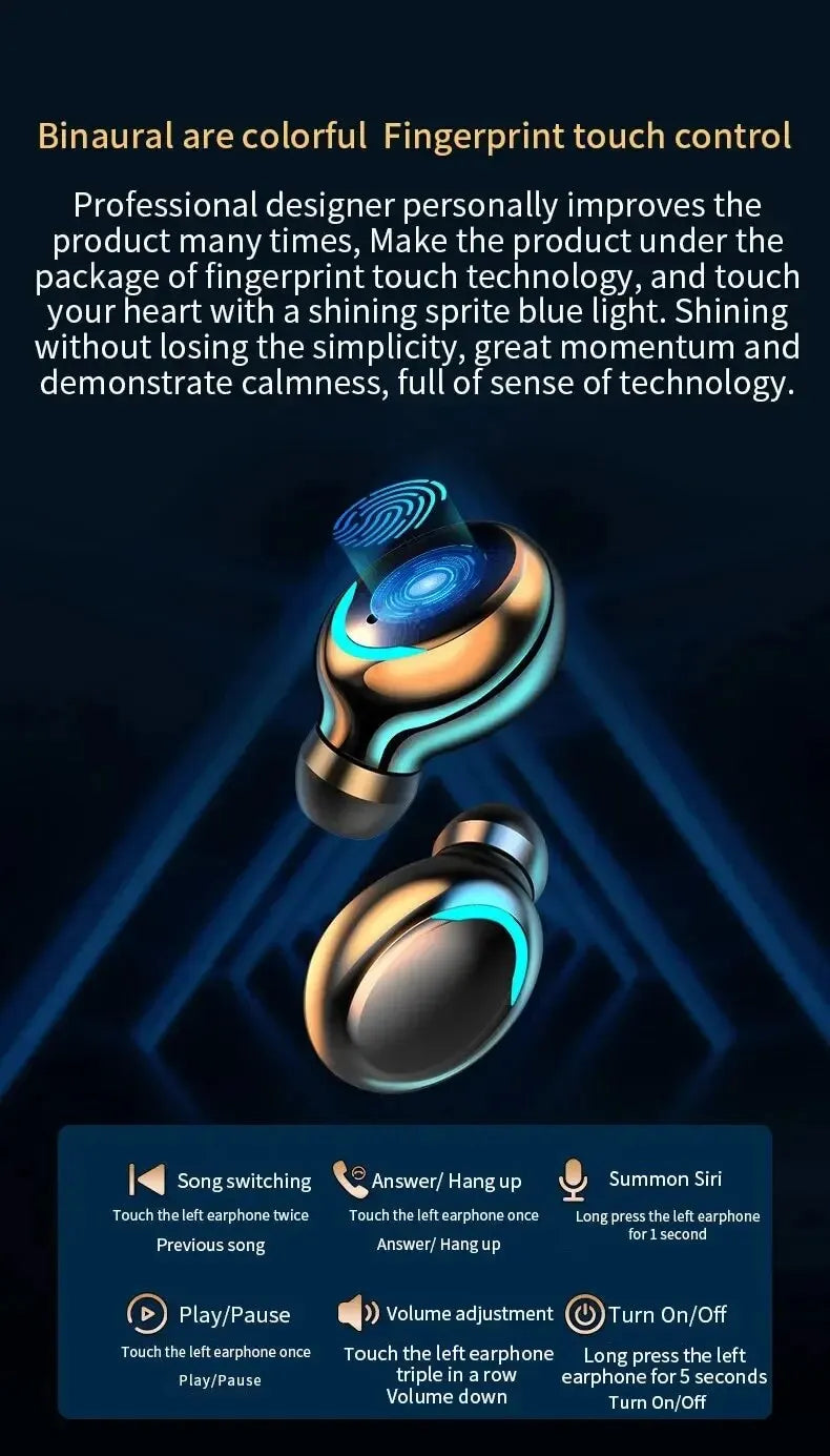 F9 Wireless Bluetooth Headphones Tws Waterproof Earbuds