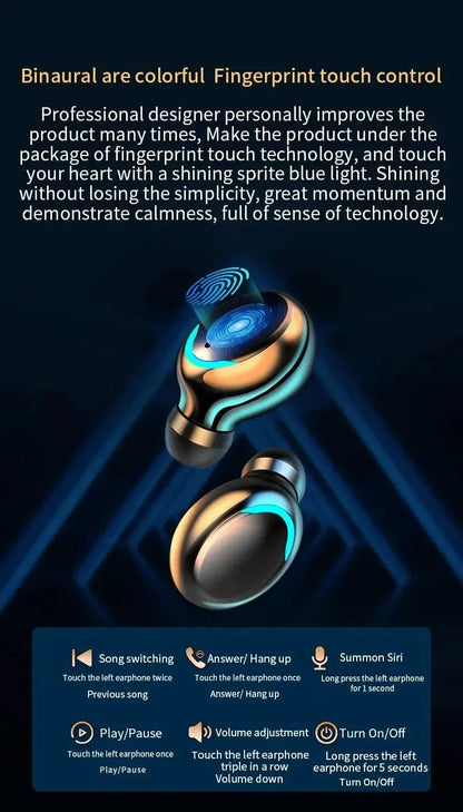 F9 Wireless Bluetooth Headphones Tws Waterproof Earbuds
