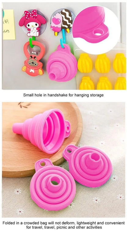 1pc Red Silicone Funnel Mini Multifunctional Convenient Kitchen Folding And Sub Packaging Tools Kitchen Supplies