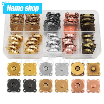 20sets 10mm-18mm Sew-on Metal Magnet Buckle Snap Fasteners Buttons Kits DIY Sewing Garment Accessories Materials Wallet Buckle