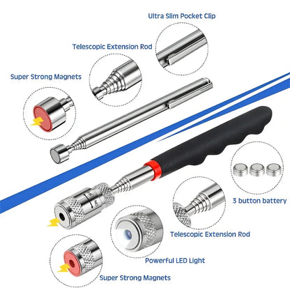 1pc Telescopic Pickup Magnetic Iron Rod Household Automotive Repair and Inspection Tool Strong Magnetic Metal Screw Suction Rod