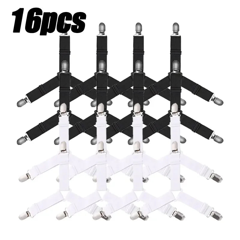 16/4Pcs/Set Adjustable Bed Sheet Grippers Belt Fastener Bed Sheet Clips Mattress Cover Blankets Quilt Holder Organize Gadgets