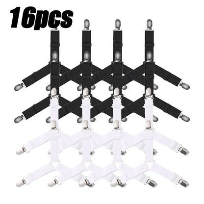 16/4Pcs/Set Adjustable Bed Sheet Grippers Belt Fastener Bed Sheet Clips Mattress Cover Blankets Quilt Holder Organize Gadgets