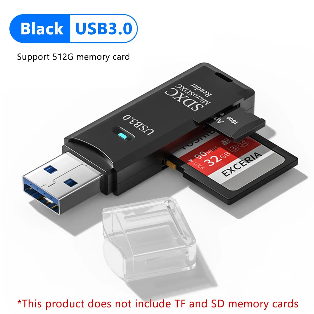 2 In 1 USB 3.0 2.0 Micro SD TF Card Reader High Speed Data Transmission