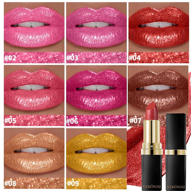 Diamond Shimmer Lipstick Lip Gloss High Pigmented Long Lasting 10 Colors Glitter Lipgloss Lips Makeup Cosmetics Sexy Make Up