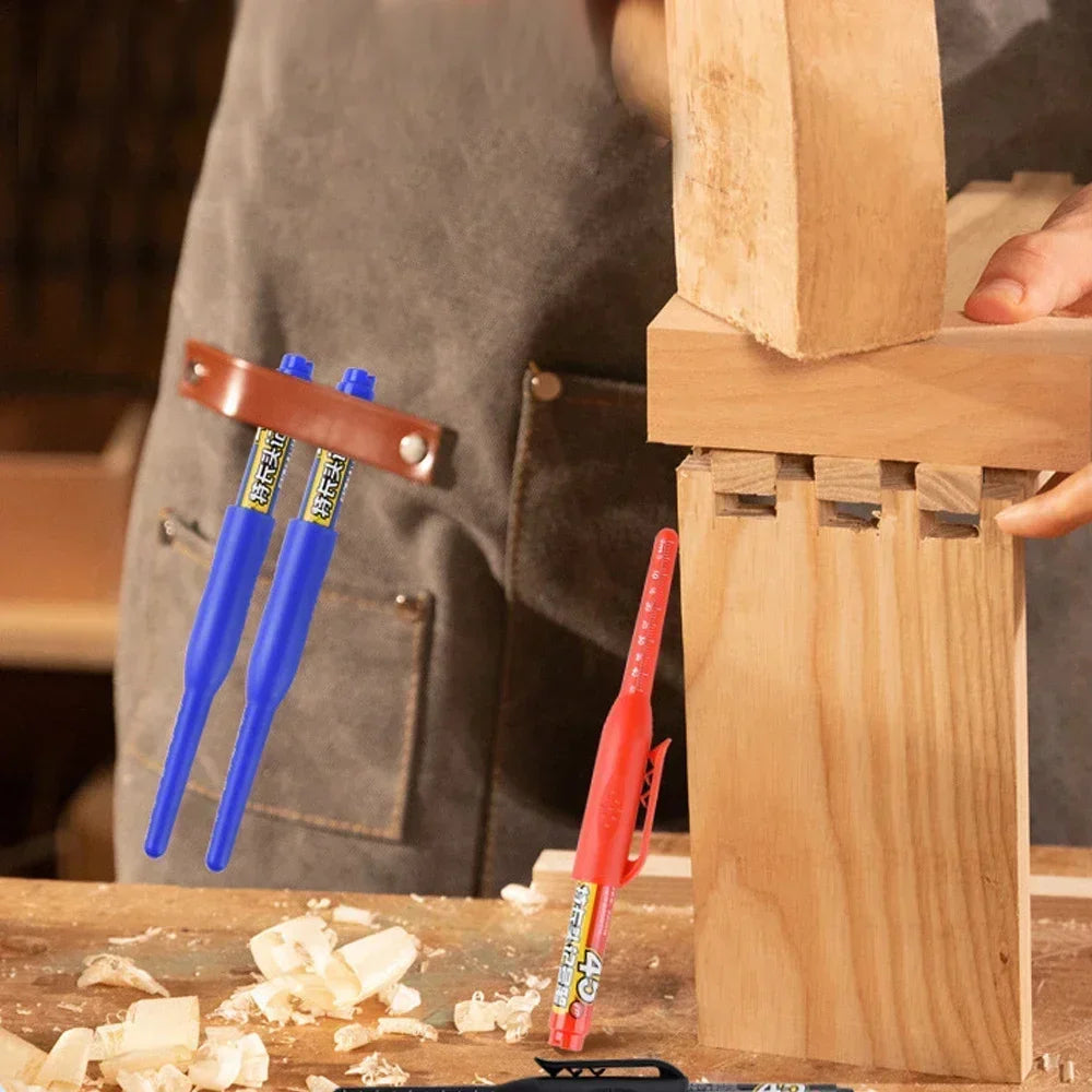 12-1Pcs Multi-Purpose 45mm Deep Drill Hole Long Nibs Waterproof Marker Pens for Bathroom Woodworking Long Head Carpenter Pens