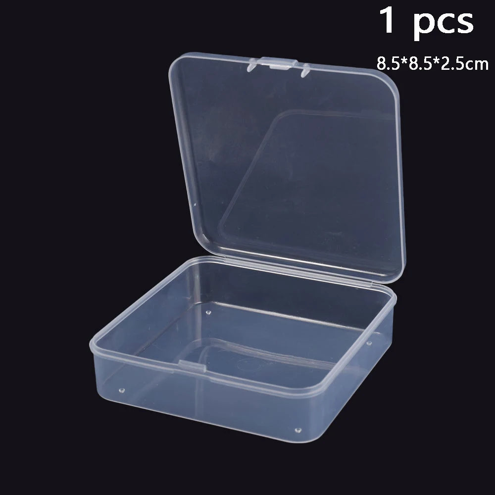 Clear Storage Container Transparent Plastic Storage Boxes with Hinged Lid Square Packaging Display Box Jewelry DIY Crafts