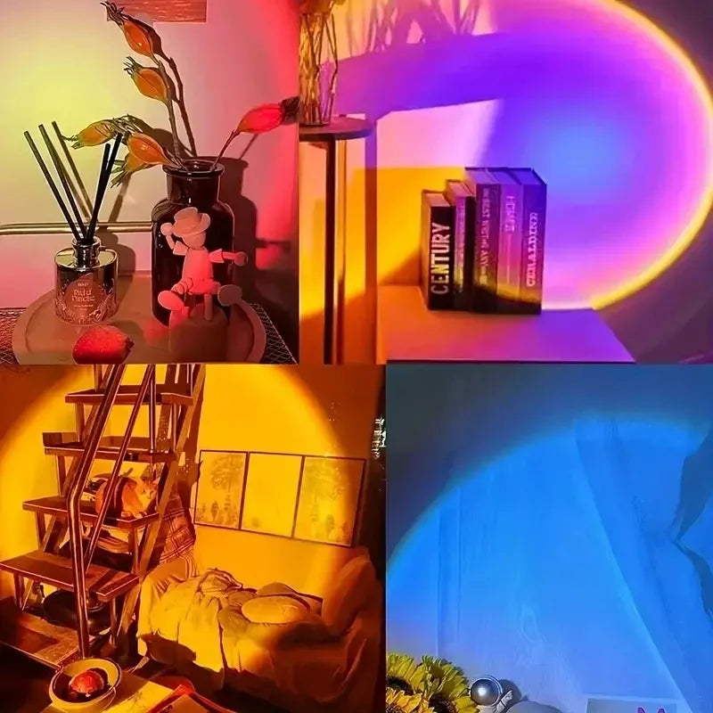 Vibrant Sunset Projection Light - 16-Color Spectrum, USB Remote Control, Dynamic Color Changing LED Light - Creates Warm Home
