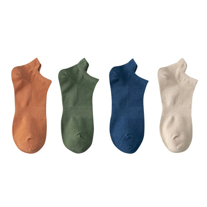 4 Pairs Man Cotton Short Socks Fashion Breathable Mesh Men Comfortable Casual Ankle Sock Pack Male Street Fashions