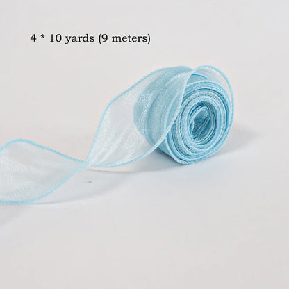 10Yards/Roll Sheer Chiffon Ribbon Organza Satin Ribbons For Gift Wrapping Decoration Wedding Bouquets Wreath Sewing Supplies