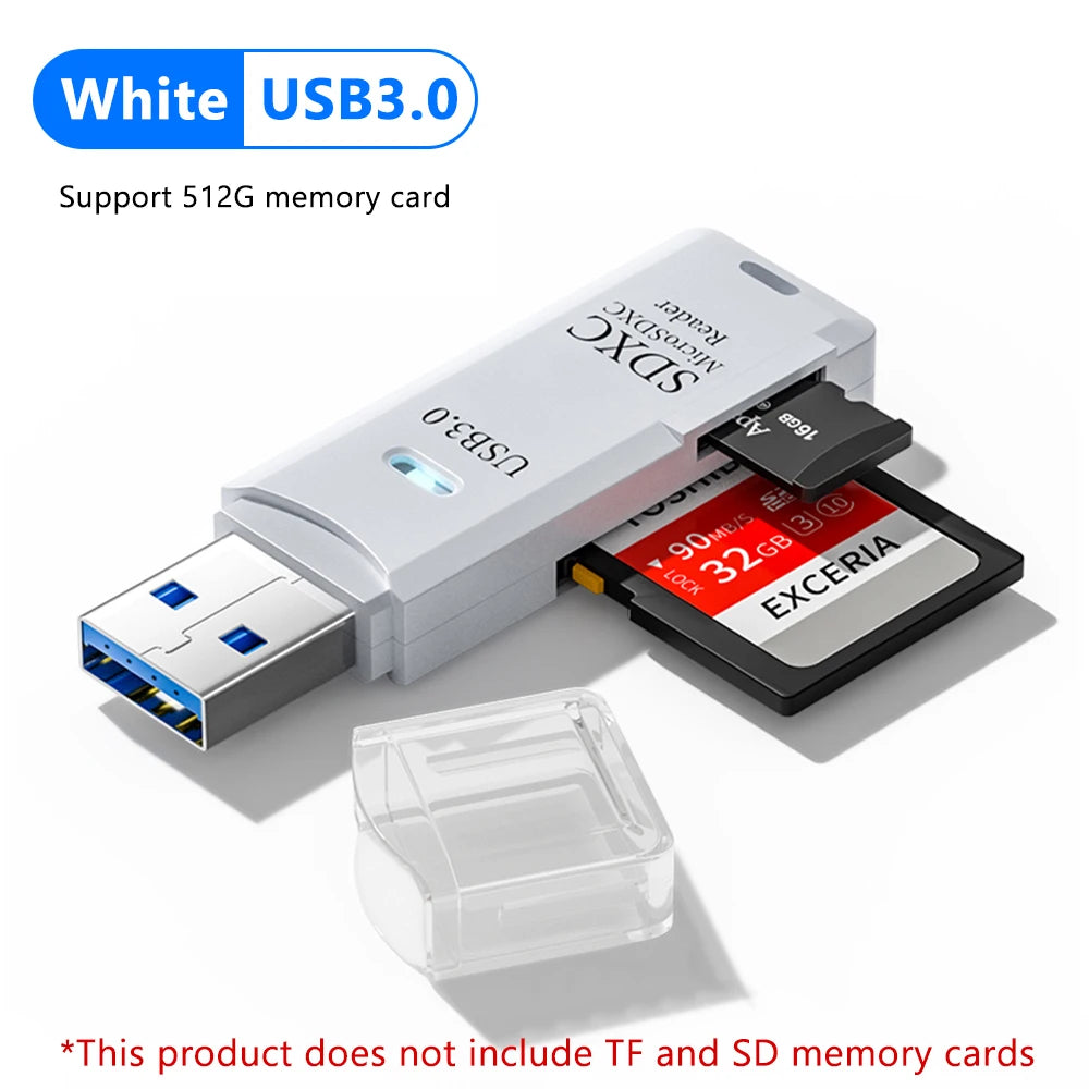 2 In 1 USB 3.0 2.0 Micro SD TF Card Reader High Speed Data Transmission