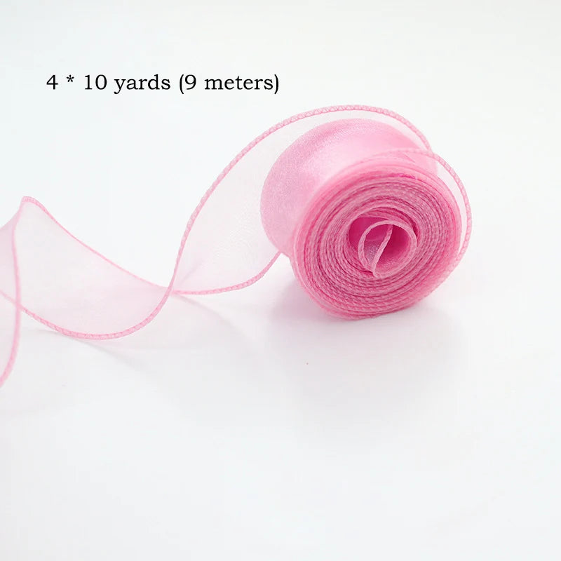 10Yards/Roll Sheer Chiffon Ribbon Organza Satin Ribbons For Gift Wrapping Decoration Wedding Bouquets Wreath Sewing Supplies