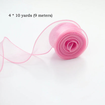 10Yards/Roll Sheer Chiffon Ribbon Organza Satin Ribbons For Gift Wrapping Decoration Wedding Bouquets Wreath Sewing Supplies