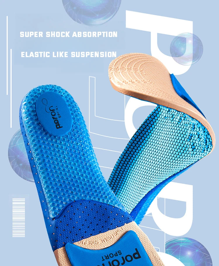 1Pair Sport Silicone Insoles for Shoes High Elastic Shock-absorbing Insole for Feet Arch Support Orthopedic Men Women Shoe Sole