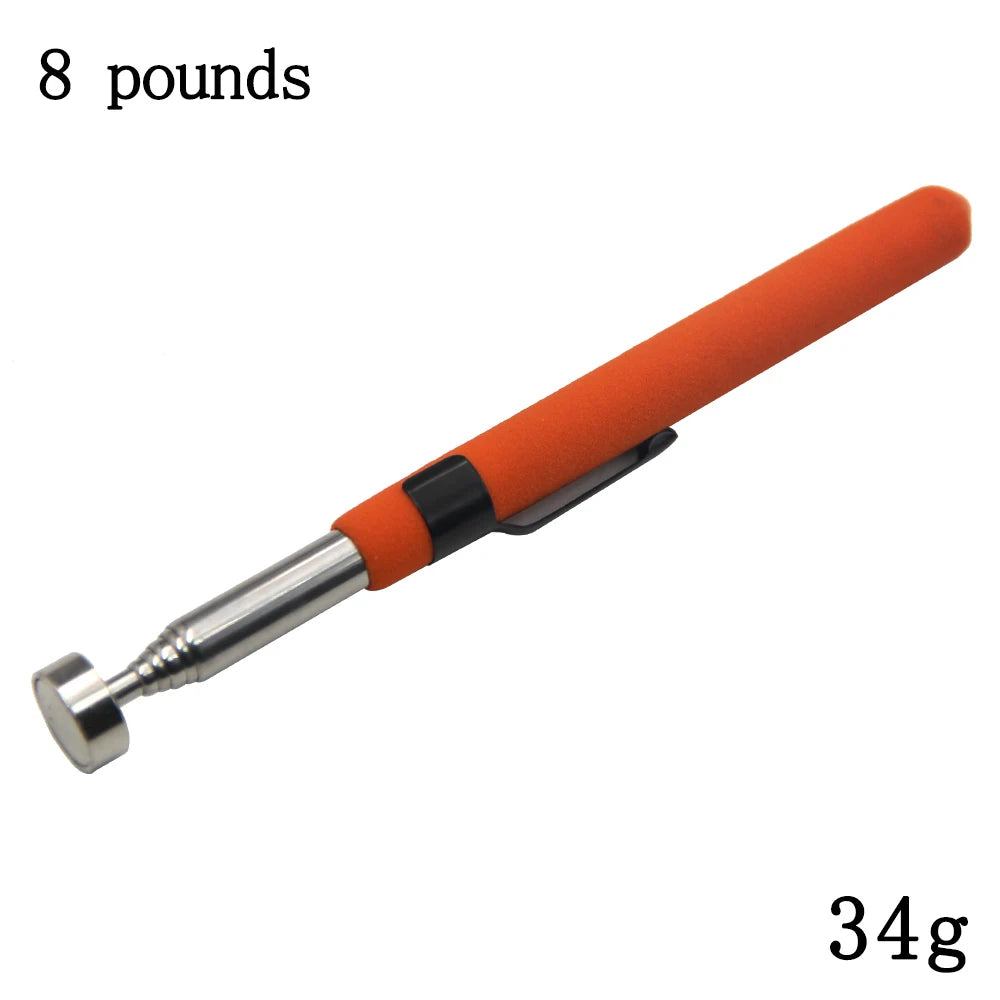 Strong Magnetic Suction Rod Orange Red Handle Magnetic Pickup Stainless Steel Antenna Retractable Suction Iron Rod