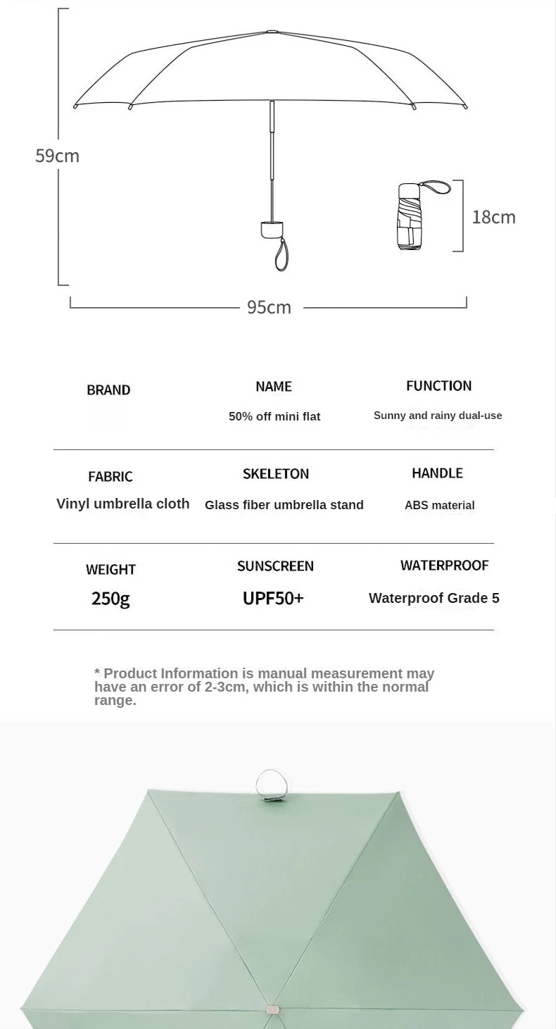 55% Off Mini Sun Umbrella Small Pocket Rain Umbrella Vinyl Folding UV Ultraviolet Protection Sun Shade Pocket Parasol Capsule