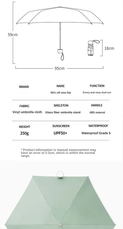 55% Off Mini Sun Umbrella Small Pocket Rain Umbrella Vinyl Folding UV Ultraviolet Protection Sun Shade Pocket Parasol Capsule