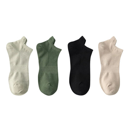 4 Pairs Man Cotton Short Socks Fashion Breathable Mesh Men Comfortable Casual Ankle Sock Pack Male Street Fashions