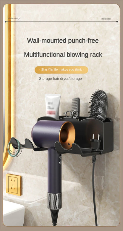 Hair Dryer Holder Wall Dryer Bracket Straightener Stand Hairdryer Organizer Hair Brush Storage Box Bathroom Accessories
