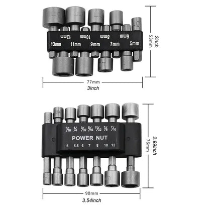 9pcs/set 5mm-13mm Hex Sockets Sleeve Nozzles Nut Driver Set Screwdriver Set Adapter Metric Socket Powerful Drill Bit Tool Wrench