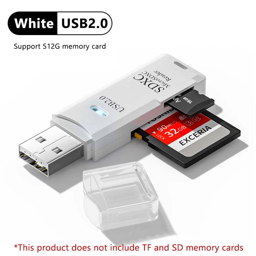 2 In 1 USB 3.0 2.0 Micro SD TF Card Reader High Speed Data Transmission