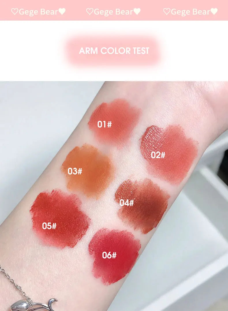 Gege Bear Adorable Rabbit Velvet Lip Mud — Matte Finish, Long-Lasting, Non-Transfer Lip Lacquer for a Whiter Appearance