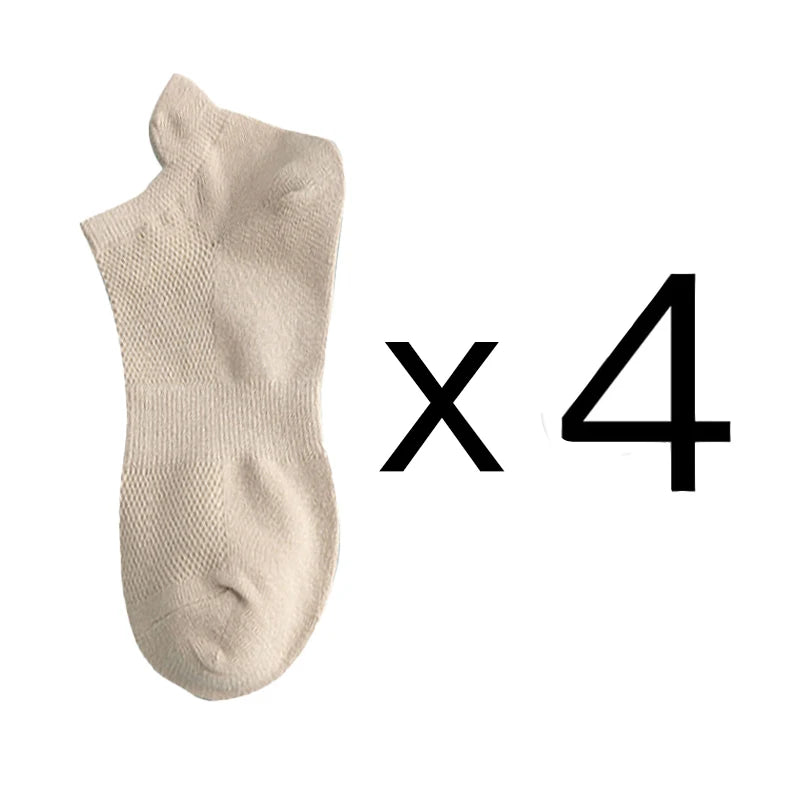 4 Pairs Man Cotton Short Socks Fashion Breathable Mesh Men Comfortable Casual Ankle Sock Pack Male Street Fashions