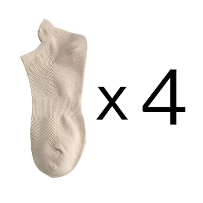 4 Pairs Man Cotton Short Socks Fashion Breathable Mesh Men Comfortable Casual Ankle Sock Pack Male Street Fashions