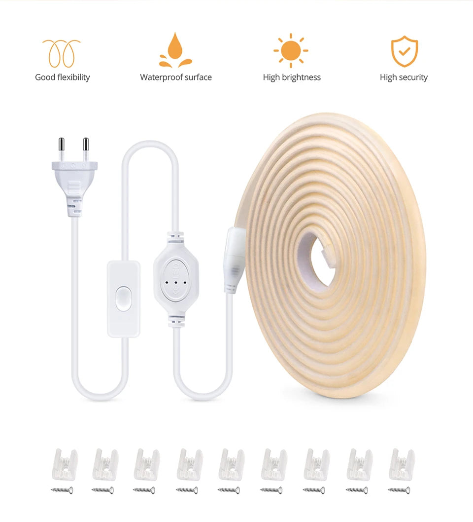 COB LED Under Cabinet LED Strip kitchen Light High Quality110V 220V Wardrobe Closet Lamp Neutral/Warm White Waterproof Neon Tape