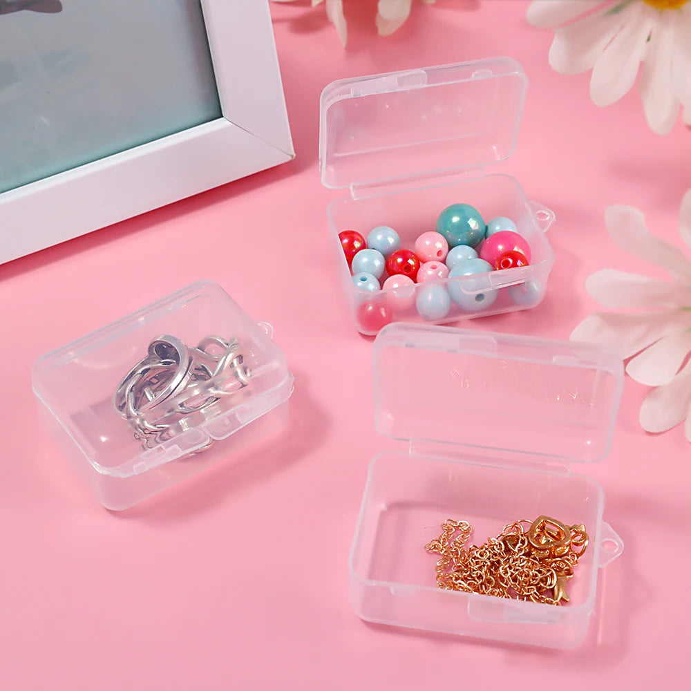 Clear Storage Container Transparent Plastic Storage Boxes with Hinged Lid Square Packaging Display Box Jewelry DIY Crafts