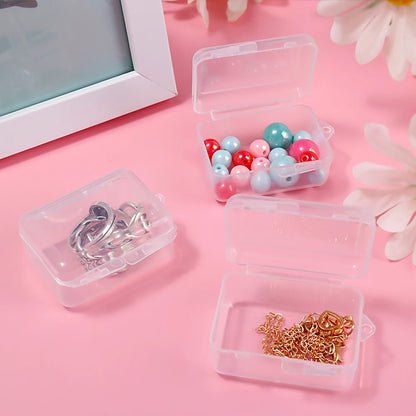 Clear Storage Container Transparent Plastic Storage Boxes with Hinged Lid Square Packaging Display Box Jewelry DIY Crafts