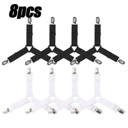 16/4Pcs/Set Adjustable Bed Sheet Grippers Belt Fastener Bed Sheet Clips Mattress Cover Blankets Quilt Holder Organize Gadgets