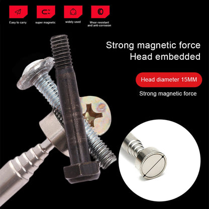 Strong Magnetic Suction Rod Orange Red Handle Magnetic Pickup Stainless Steel Antenna Retractable Suction Iron Rod