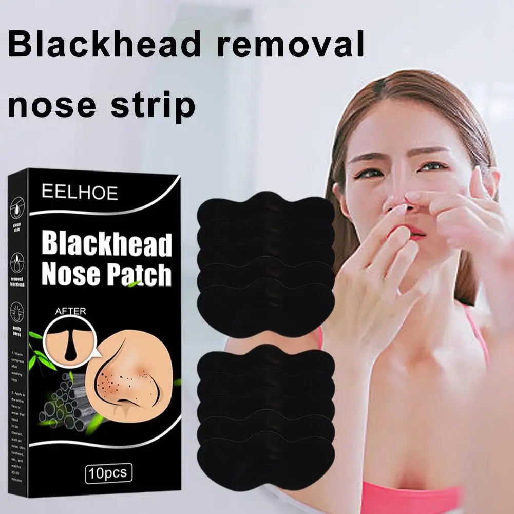 10pcs/Box Blackhead Remover Nose Strips Nasal Patch Deep Cleaning Shrink Pores Acne Treatment Nose Blackhead Mask Strip Skincare