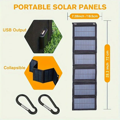 Portable Solar Panel USB 12V Charger Mobile Phone Folding Kit Foldable Outdoor Camping Power Bank For iPhone Charging Battery