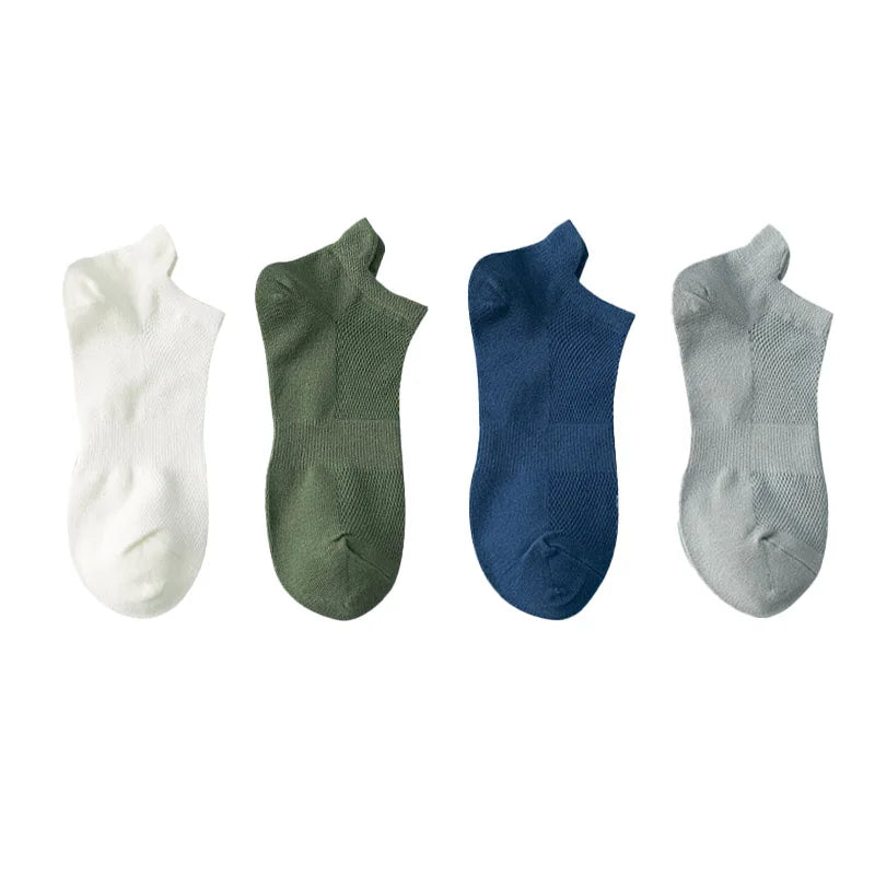4 Pairs Man Cotton Short Socks Fashion Breathable Mesh Men Comfortable Casual Ankle Sock Pack Male Street Fashions