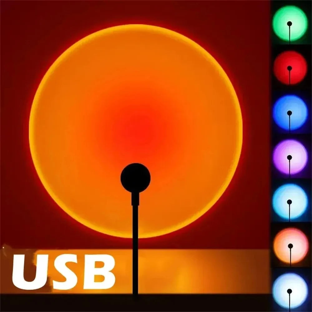Sunset Photography Light USB Rainbo LED Light Mobile Phone Self  Neon Night Light Projector Photography Wall Atmosphere Light