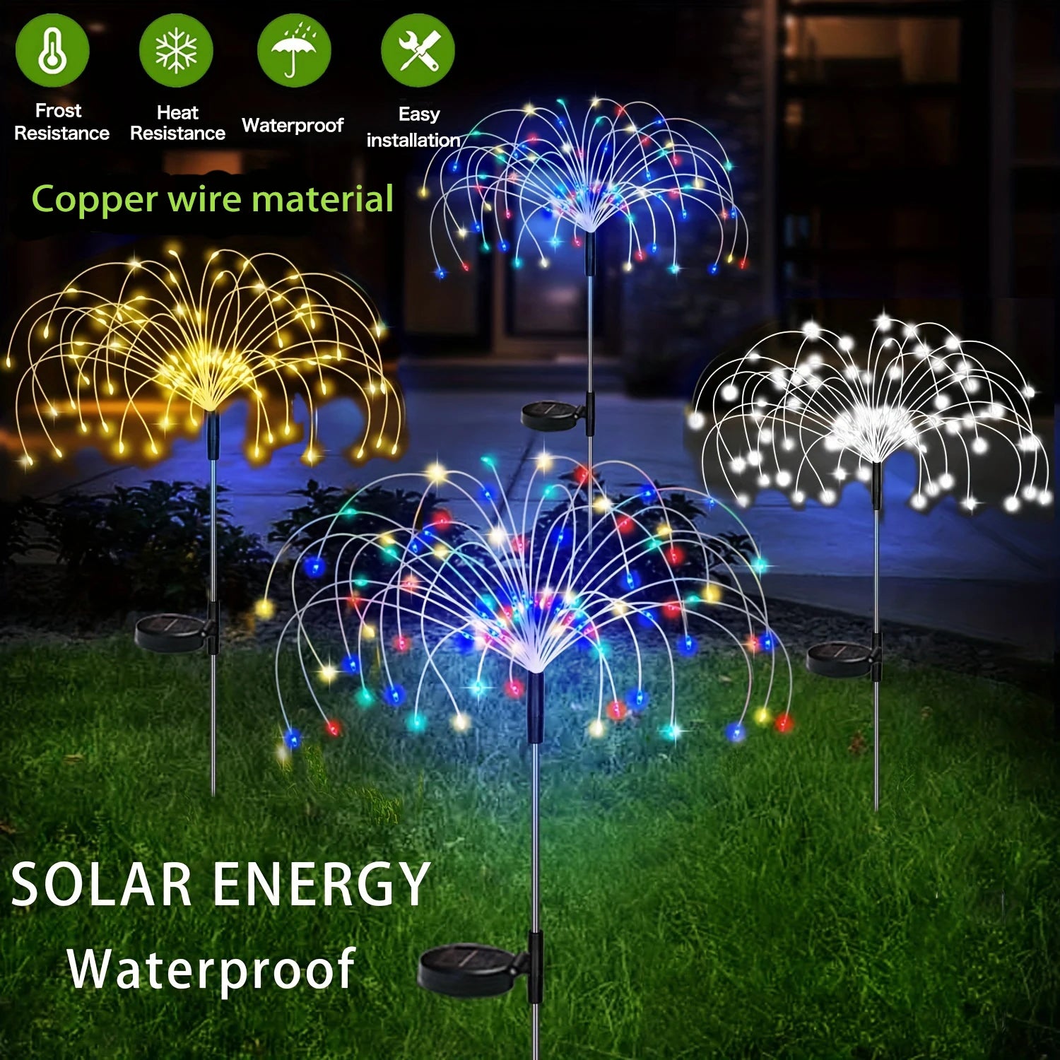 1 Packs Solar Fairy Lights,Waterproof Outdoor Firework Lights,LEDs Garden Flower Light For Garden Christmas Party DIY Decoration