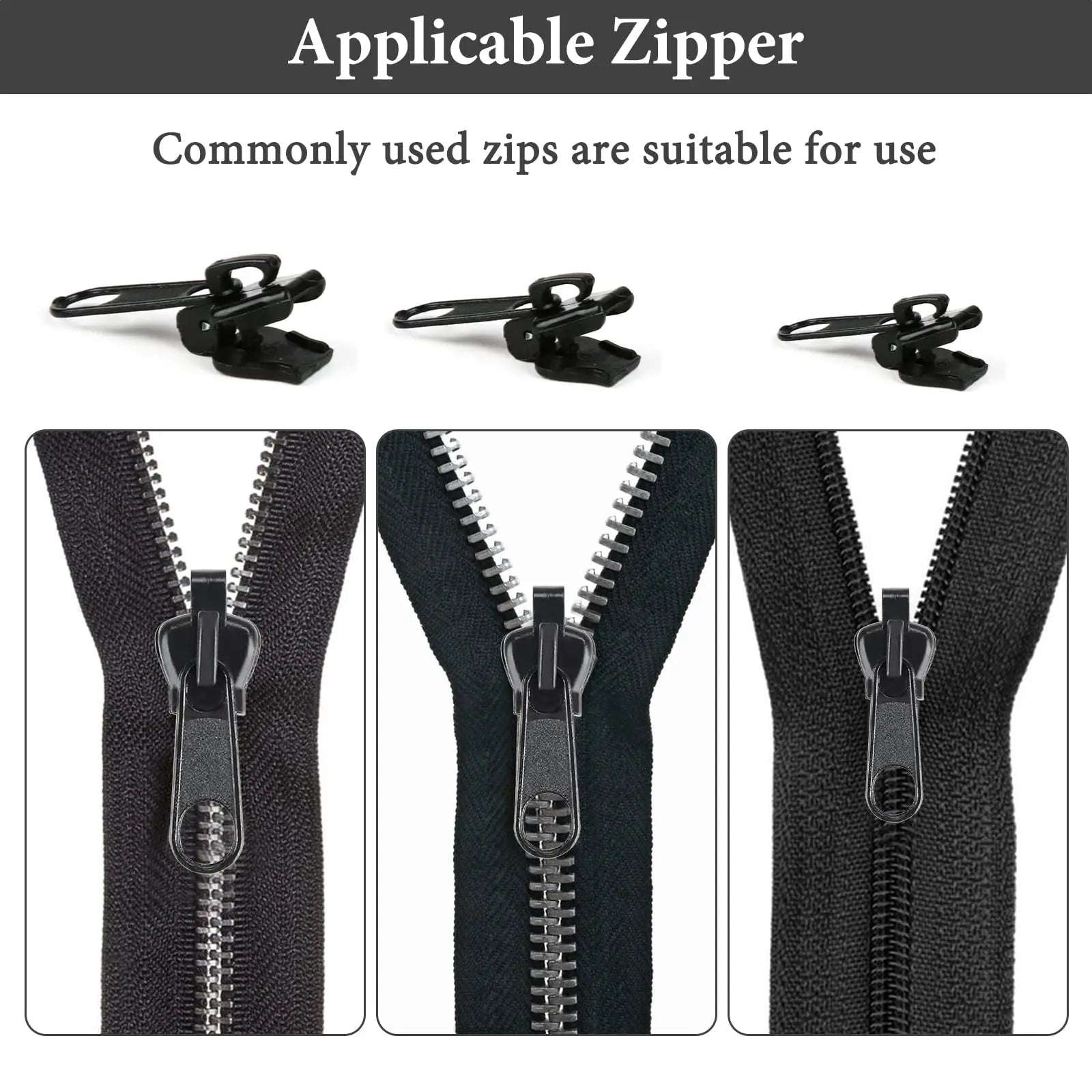 6-60pcs Instant Zipper Universal Instant Fix Repair Kit Replacement Zip Slider Teeth Multifunctional Clothing Replacement Zipper