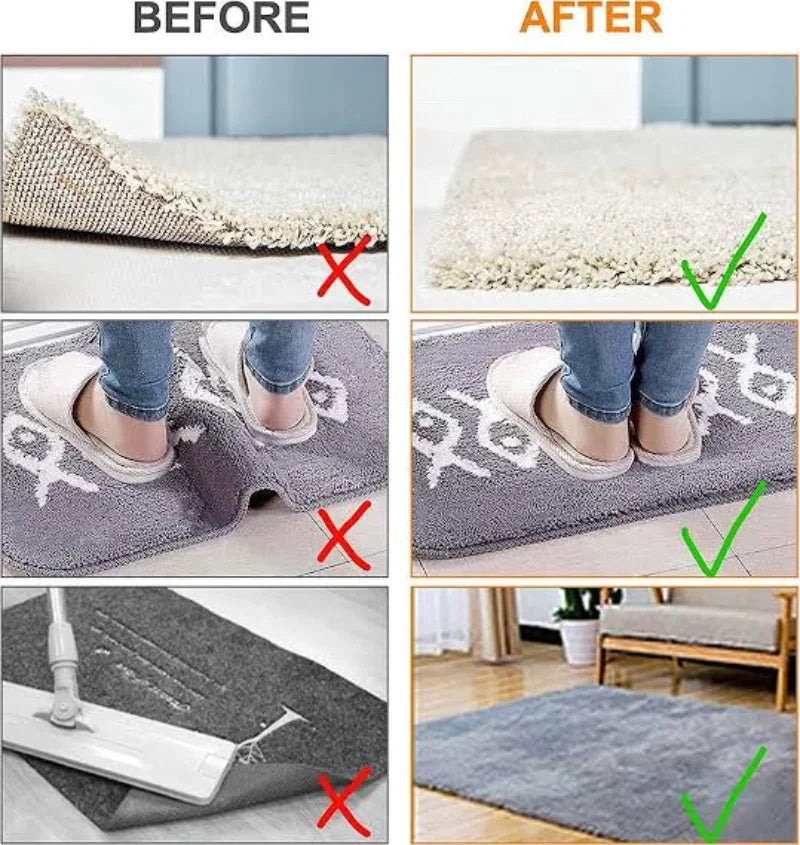 4/8pcs Carpet Non-slip Sticker Reusable Washable Anti Curling Carpet Patch  bathroom bath mat bath rug bathroom mat set sticker